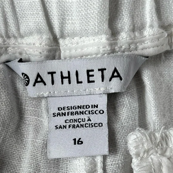 Athleta White Cabo Linen Jogger Track Pants Size 16 - Picture 9 of 11